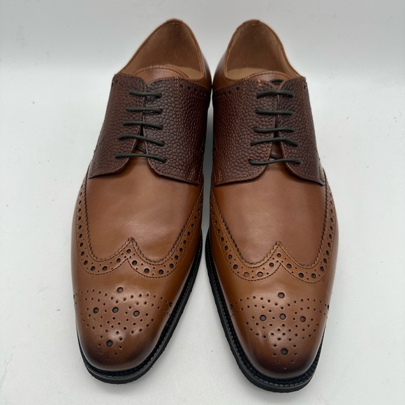 DAPPER SHOES CO. Handcrafted Genuine Leather Men's Wingtip Brogue Oxfords Sz 10 - Picture 4 of 9